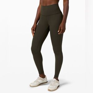 Lululemon High-Waisted Wunder Under Olive Green Leggings